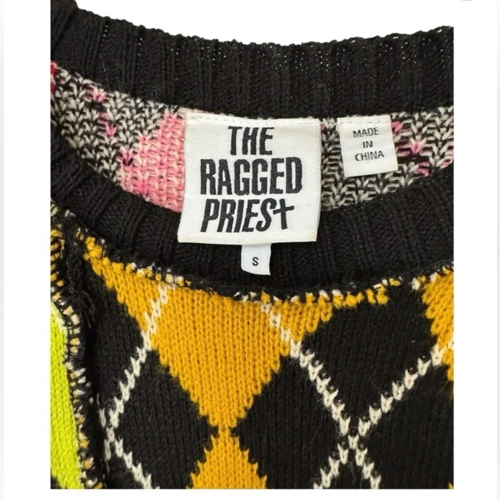 THE RAGGED PRIEST | The Fresher Knit Argyle Sweater, Size Small